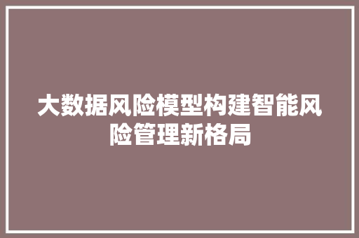 大数据风险模型构建智能风险管理新格局