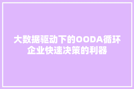 大数据驱动下的OODA循环企业快速决策的利器