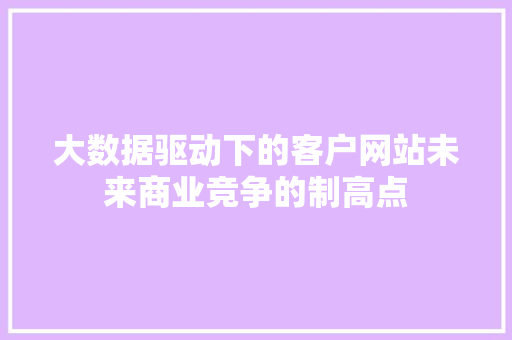 大数据驱动下的客户网站未来商业竞争的制高点