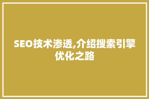 SEO技术渗透,介绍搜索引擎优化之路