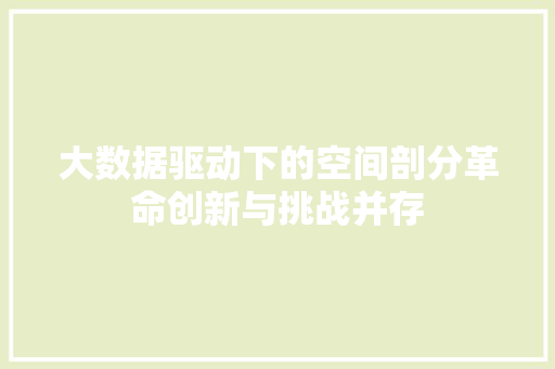 大数据驱动下的空间剖分革命创新与挑战并存