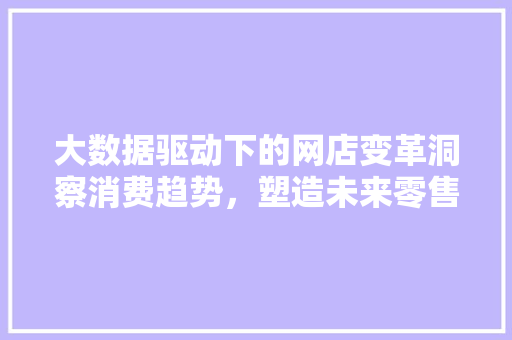 大数据驱动下的网店变革洞察消费趋势，塑造未来零售格局
