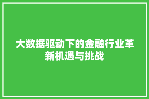 大数据驱动下的金融行业革新机遇与挑战