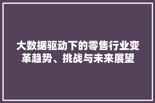 大数据驱动下的零售行业变革趋势、挑战与未来展望