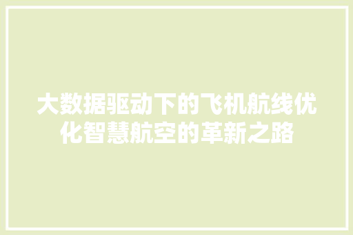 大数据驱动下的飞机航线优化智慧航空的革新之路
