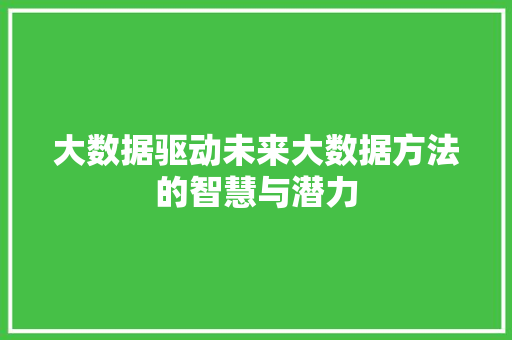 大数据驱动未来大数据方法的智慧与潜力
