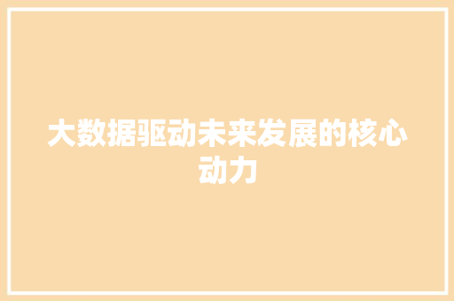 大数据驱动未来发展的核心动力