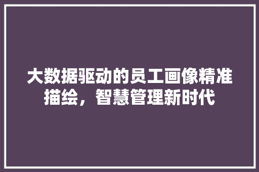 大数据驱动的员工画像精准描绘，智慧管理新时代