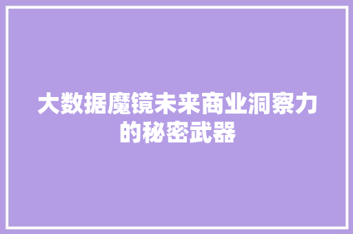大数据魔镜未来商业洞察力的秘密武器
