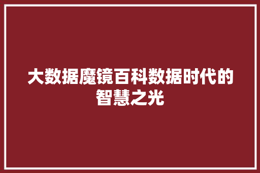 大数据魔镜百科数据时代的智慧之光