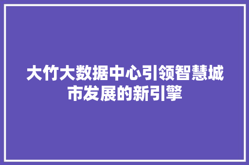 大竹大数据中心引领智慧城市发展的新引擎