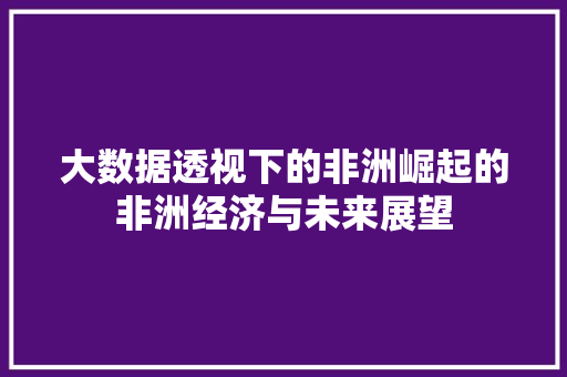 大数据透视下的非洲崛起的非洲经济与未来展望