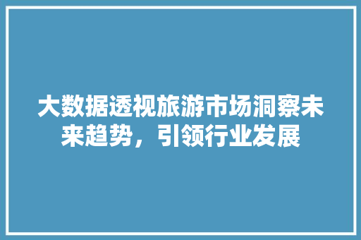 大数据透视旅游市场洞察未来趋势，引领行业发展
