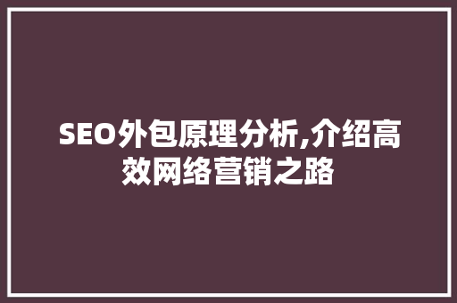 SEO外包原理分析,介绍高效网络营销之路 项目报告
