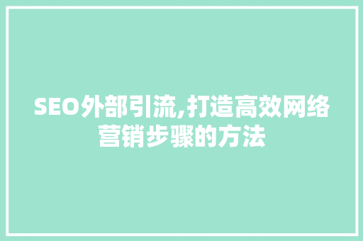 SEO外部引流,打造高效网络营销步骤的方法 项目报告