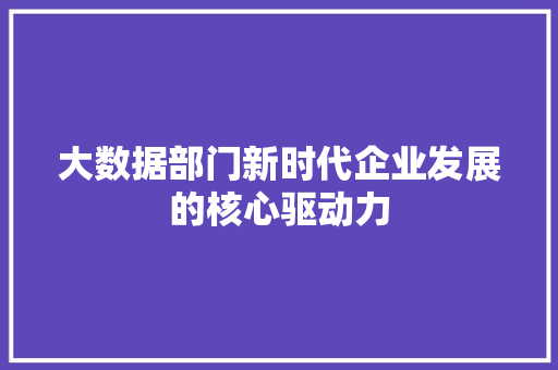 大数据部门新时代企业发展的核心驱动力