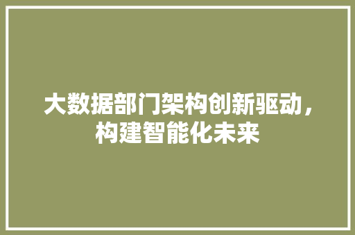 大数据部门架构创新驱动，构建智能化未来