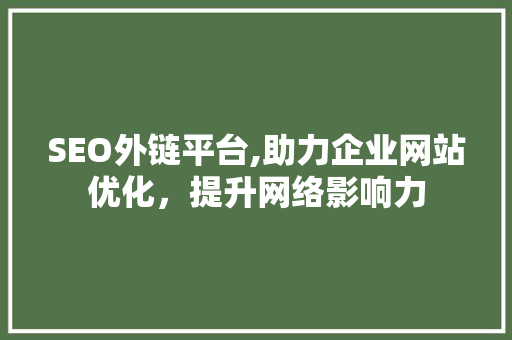 SEO外链平台,助力企业网站优化，提升网络影响力 MySQL