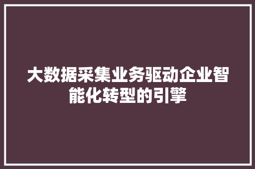 大数据采集业务驱动企业智能化转型的引擎