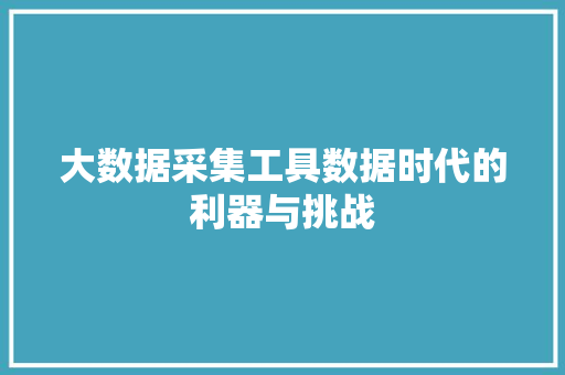 大数据采集工具数据时代的利器与挑战