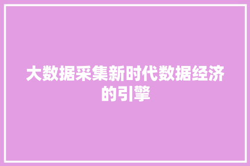 大数据采集新时代数据经济的引擎