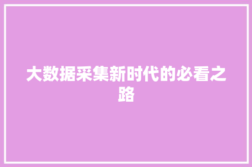 大数据采集新时代的必看之路