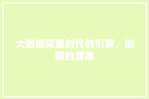 大数据采集时代的引擎，创新的源泉