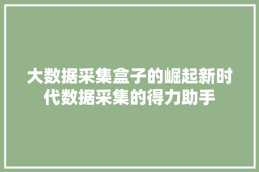 大数据采集盒子的崛起新时代数据采集的得力助手
