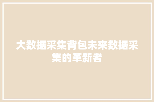 大数据采集背包未来数据采集的革新者