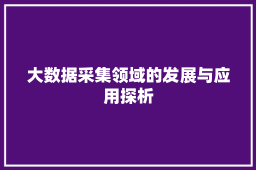 大数据采集领域的发展与应用探析
