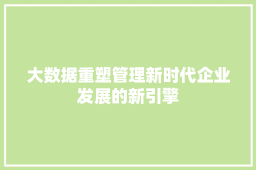大数据重塑管理新时代企业发展的新引擎