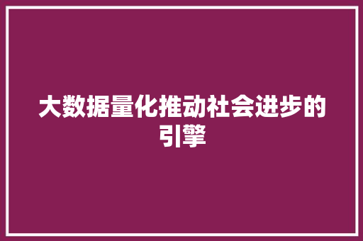 大数据量化推动社会进步的引擎