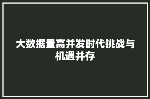 大数据量高并发时代挑战与机遇并存