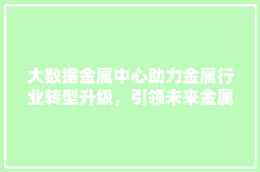 大数据金属中心助力金属行业转型升级，引领未来金属发展新潮流