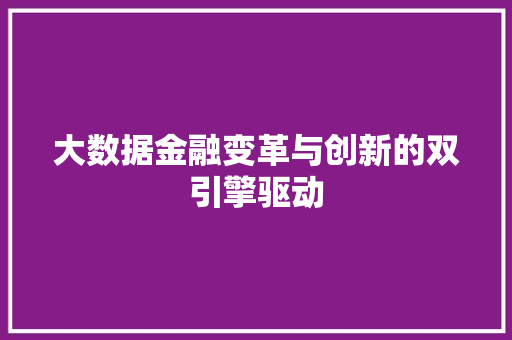 大数据金融变革与创新的双引擎驱动