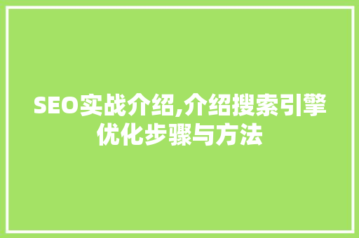 SEO实战介绍,介绍搜索引擎优化步骤与方法 响应式设计