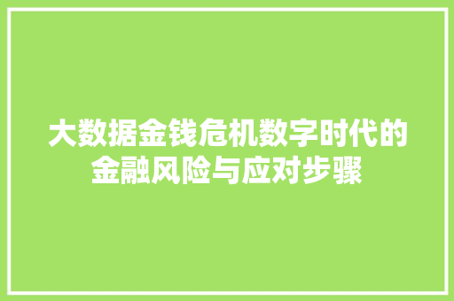 大数据金钱危机数字时代的金融风险与应对步骤