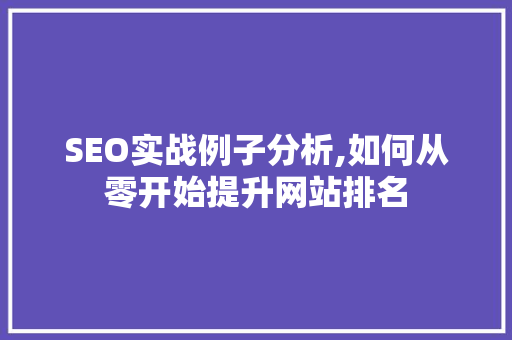 SEO实战例子分析,如何从零开始提升网站排名 MySQL