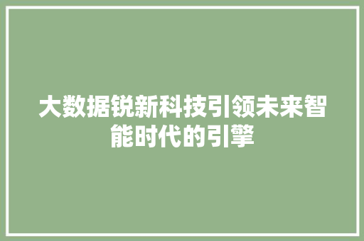 大数据锐新科技引领未来智能时代的引擎