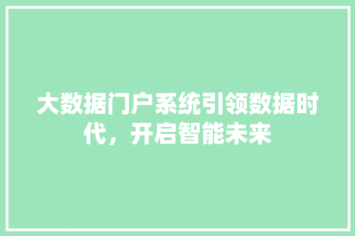 大数据门户系统引领数据时代，开启智能未来