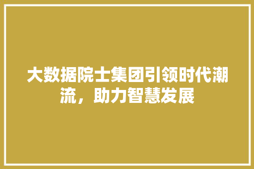大数据院士集团引领时代潮流，助力智慧发展