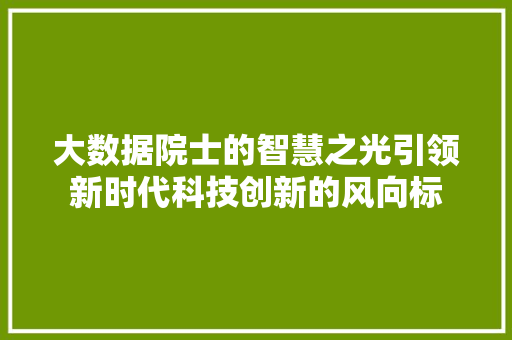 大数据院士的智慧之光引领新时代科技创新的风向标