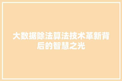 大数据除法算法技术革新背后的智慧之光