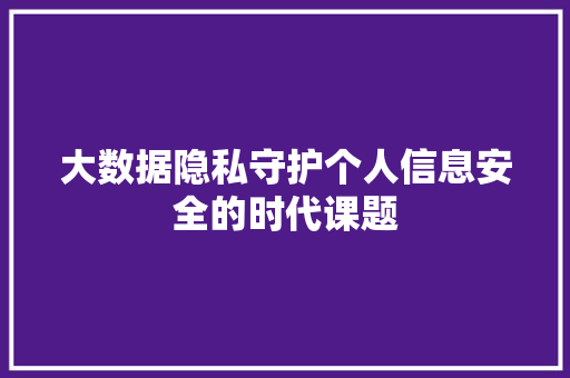 大数据隐私守护个人信息安全的时代课题