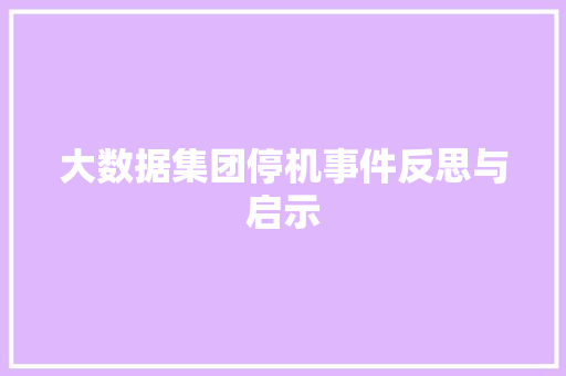 大数据集团停机事件反思与启示