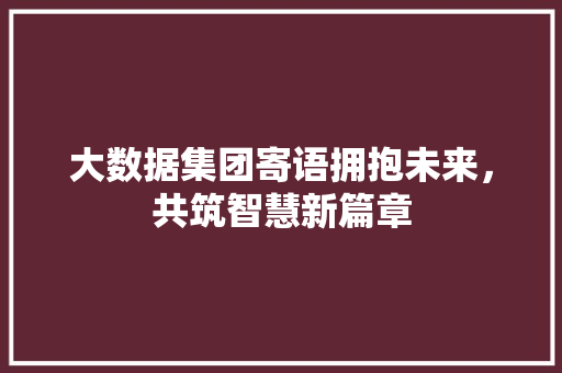 大数据集团寄语拥抱未来，共筑智慧新篇章