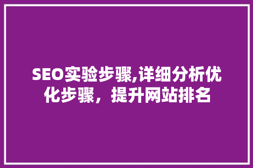 SEO实验步骤,详细分析优化步骤，提升网站排名 商务信函