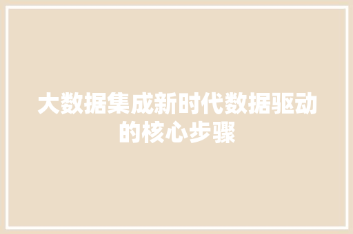 大数据集成新时代数据驱动的核心步骤