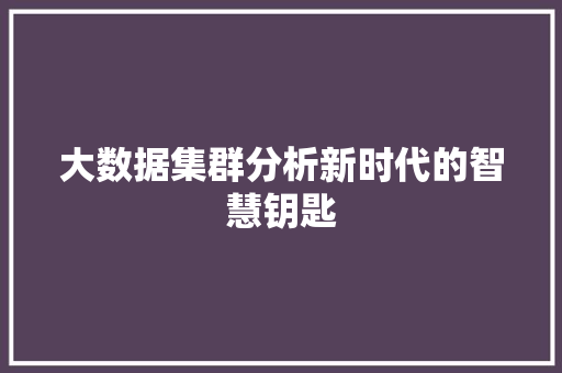 大数据集群分析新时代的智慧钥匙