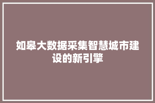 如皋大数据采集智慧城市建设的新引擎